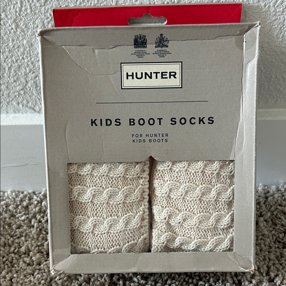 Hunter Kids Cable Knit Cream Boot Socks